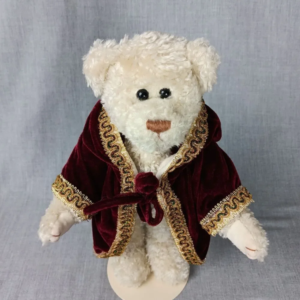 Ty Attic Treasures Gem White Bear Stuffed Dark Red Cape Robe Festive Holiday